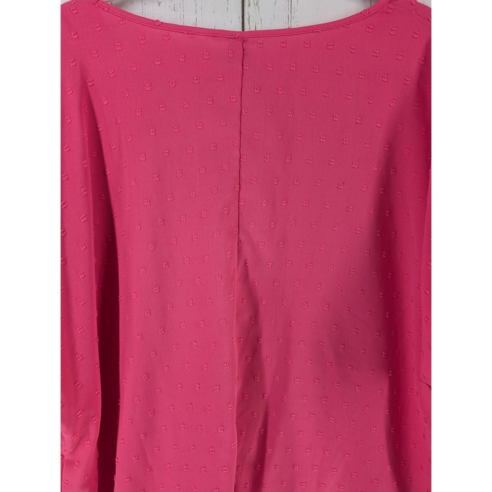 Emery Rose Size 3XL Womens Pink Textured V Neck Short Sleeve Casual Blouse‎ Top - Picture 6 of 8